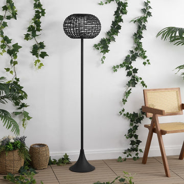 Jaemin 58" Modern Coastal Faux Rattan Integrated Indoor/Outdoor LED Solar Powered Floor Lamp
